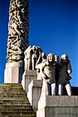 Oslo, Norway. Vigeland Park. The famous monolith, Five girls kneeling behind each other, 1926. Granite.